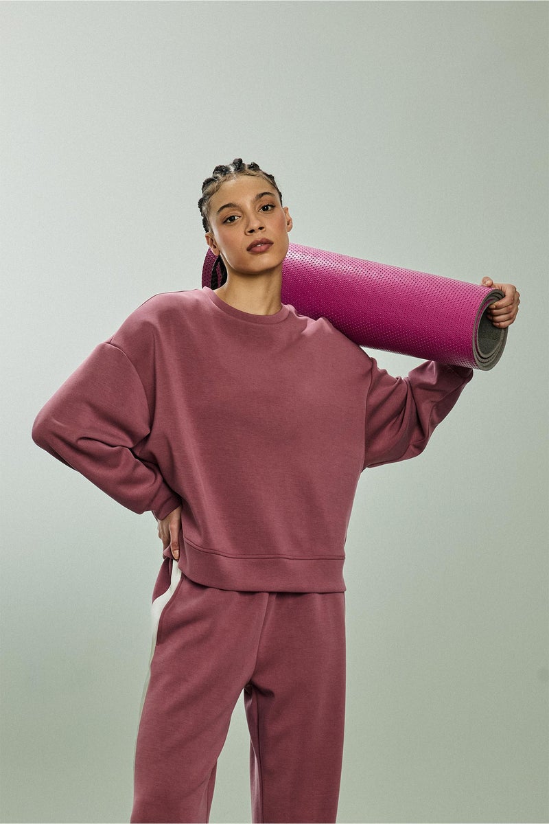 DeFacto Red Woman Crew Neck Modal Sports Sweatshirt Casual - Image 1